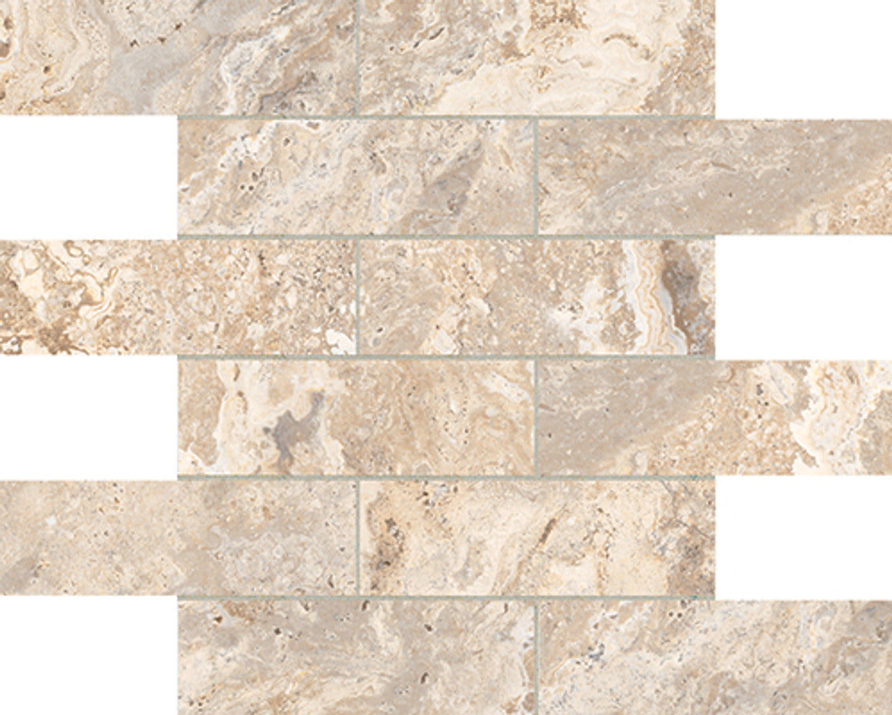 Anatolia Tile 2X6 Antico Ivory Matte Porcelain Brick Mosaics. 1 Sheet = .96 Sq. Ft. 4501-0008-0 (63-467) Ivory Brick 2x6 - premium natural stone mosaic tile from Anatolia Tile, available at PoshHaus showroom in Keene, NH