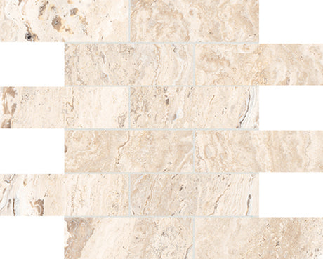 Anatolia Tile 2X6 Antico Sand Matte Porcelain Brick Mosaics. 1 Sheet = .96 Sq. Ft. 4501-0010-0 (63-468) Sand Brick 2x6 - premium natural stone mosaic tile from Anatolia Tile, available at PoshHaus showroom in Keene, NH