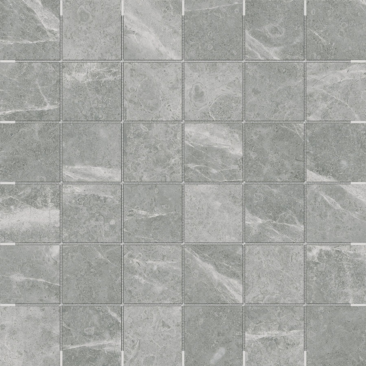 Anatolia Tile 2X2 Torino Argento Matte 36 Piece Porcelain Mosaics. 1 Sheet = .96 Sq. Ft. 4501-0289-0 (63-571) Argento 2x2 - premium natural stone mosaic tile from Anatolia Tile, available at PoshHaus showroom in Keene, NH