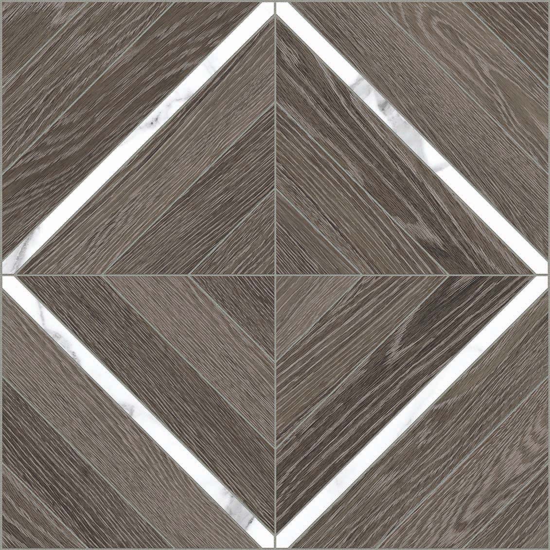 Anatolia Tile 16X16 Aspen Sequoia Matte Porcelain Mosaics With Statuario Venato Marquetry. 1 Sheet = 1.69 Sq. Ft. 4501-0020-1 Sequoia Statuario Marquetry - premium natural stone mosaic tile from Anatolia Tile, available at PoshHaus showroom in Keene, NH