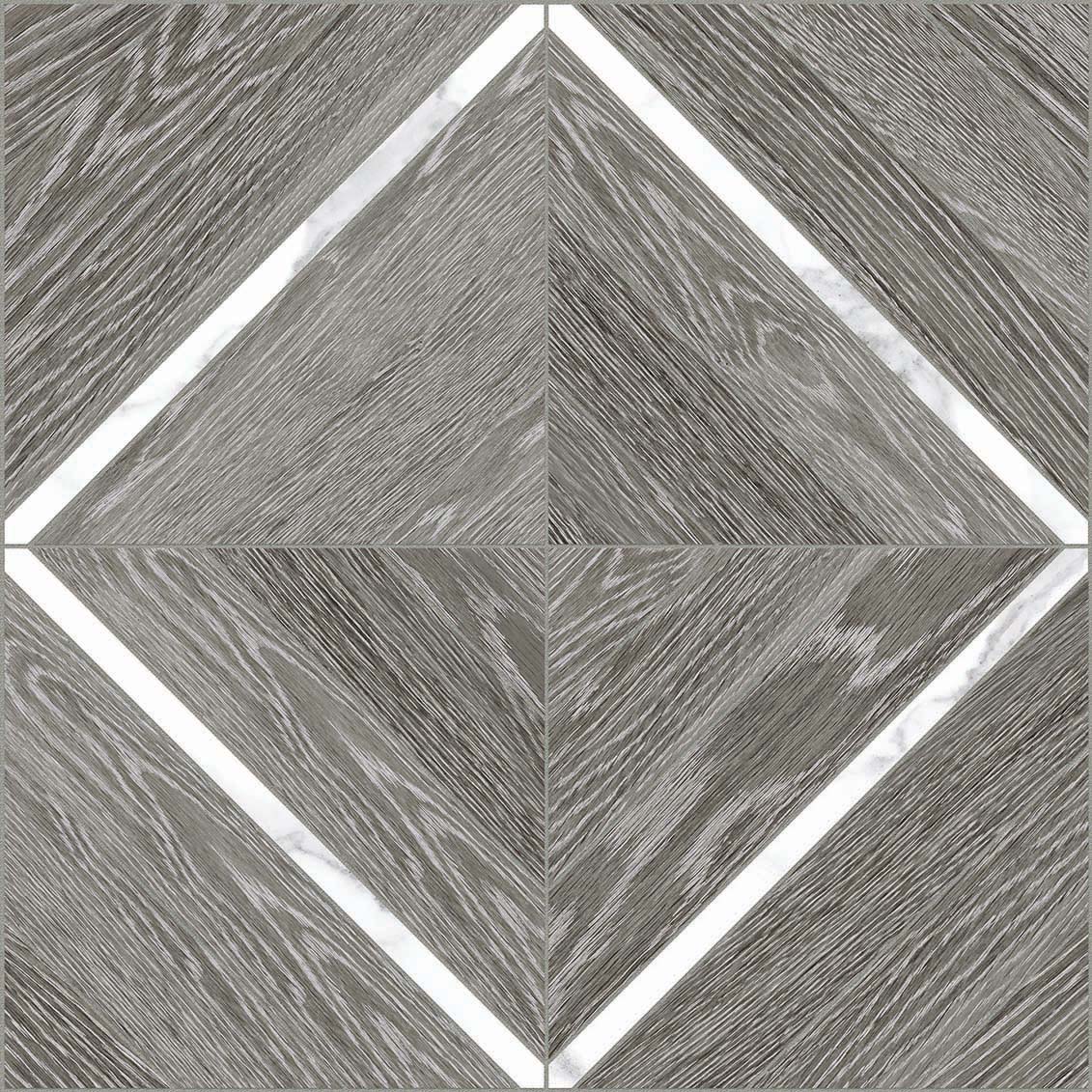Anatolia Tile 16X16 Aspen Grey Ridge Matte Porcelain Mosaics With Statuario Venato Marquetry. 1 Sheet = 1.69 Sq. Ft. 4501-0017-1 Grey Ridge Marquetry - premium natural stone mosaic tile from Anatolia Tile, available at PoshHaus showroom in Keene, NH