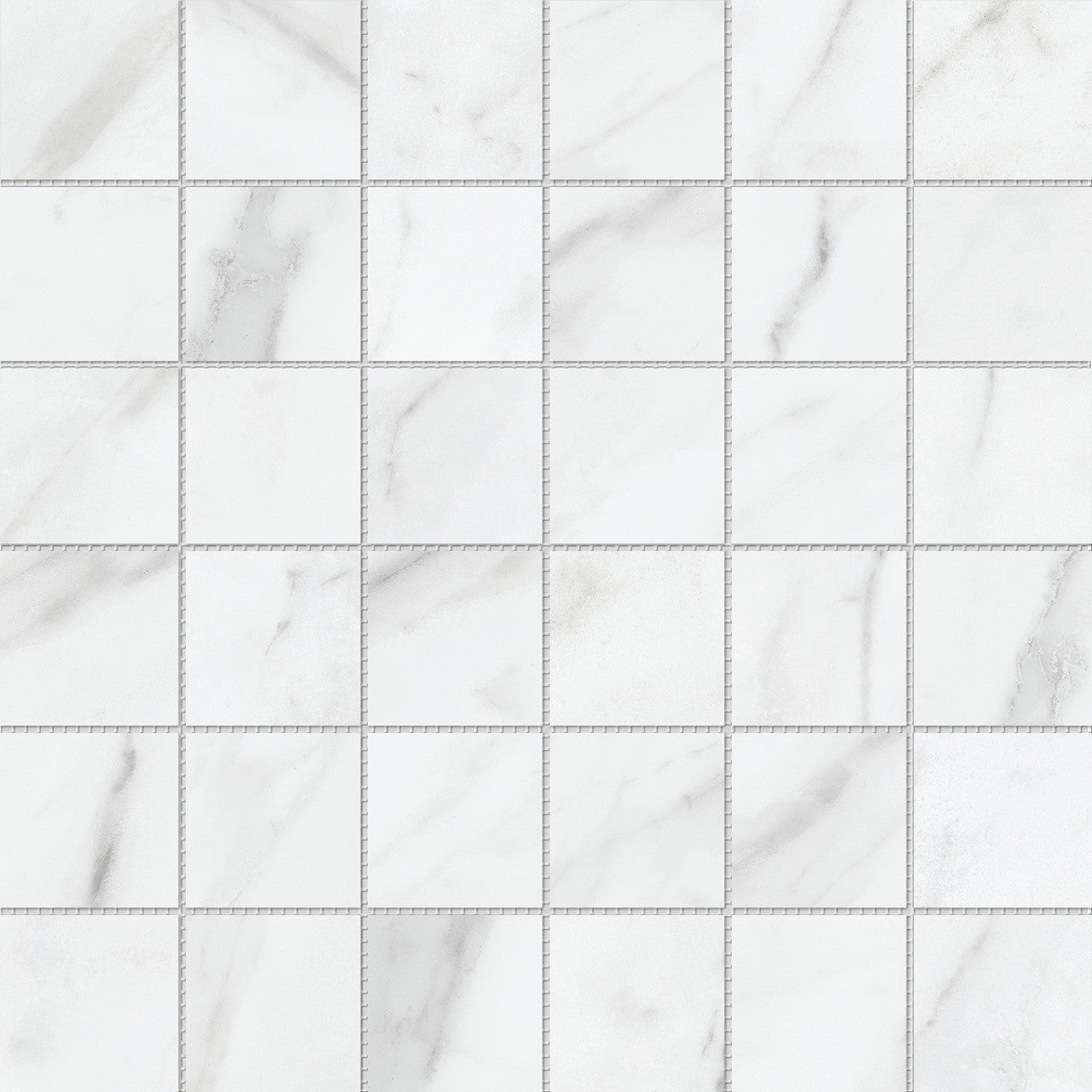 Anatolia Tile 2X2 Altezza Matte Carrara 36 Piece Porcelain Mosaics. 1 Sheet = .97 Sq. Ft. 4501-0000-0 (63-663) Carrara 2x2 - premium natural stone mosaic tile from Anatolia Tile, available at PoshHaus showroom in Keene, NH