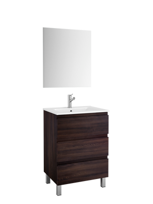 DAX Costa Engineered Wood and Vanity Cabinet with Porcelain Onix Basin, 24", Wenge DAX-COS012413-ONX