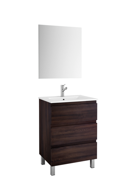 DAX Costa Engineered Wood and Vanity Cabinet with Porcelain Onix Basin, 24", Wenge DAX-COS012413-ONX