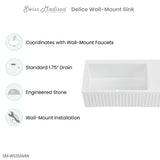 Delice 24" Rectangle Wall-Mount Bathroom Sink in Matte White