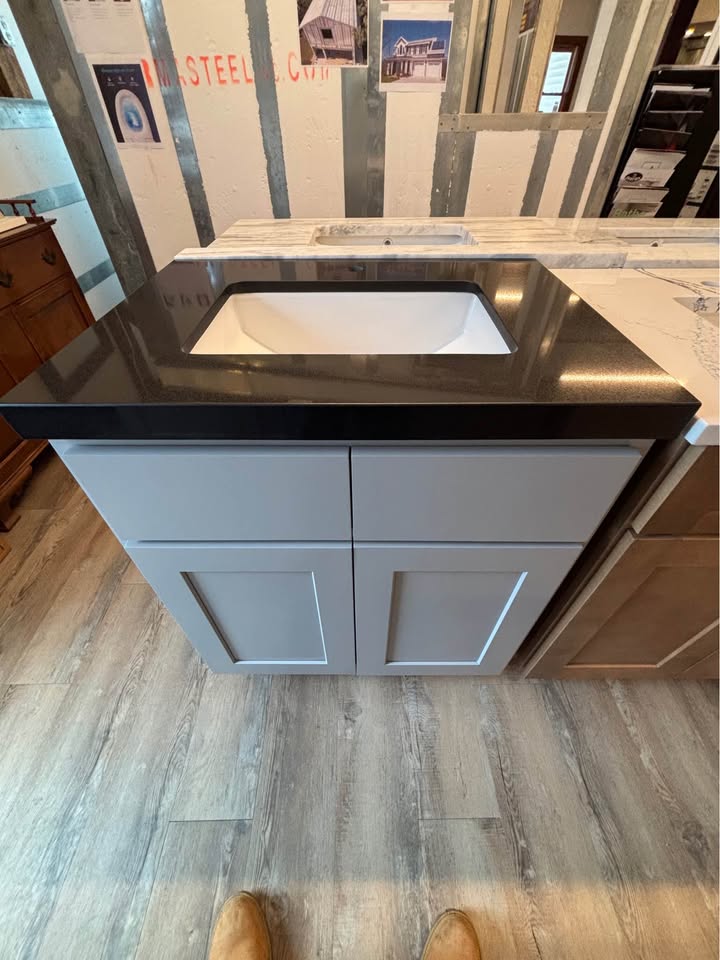 30” Gray Vanity w/ Black Granite Top