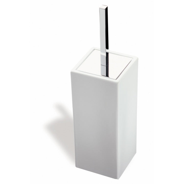 Toilet Brush Holder, Square, White Ceramic