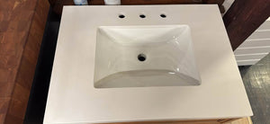 30” Solid Wood Vanity Base with White Quartz Top