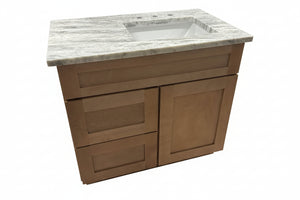 36" Cab-Tec Shaker Carmel with Fantasy Brown Top