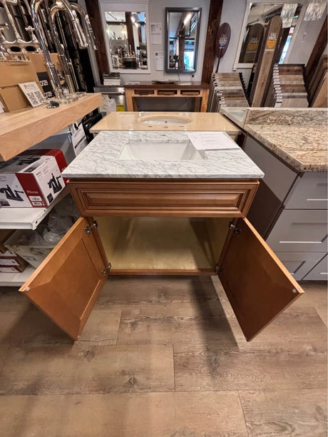 30” Solid Wood Vanity w/ Marble Top