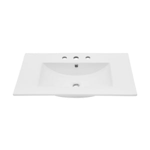 30" 3-Hole Widespread Vanity Sink Top in Glossy White