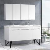 Annecy 60 Double, Glossy White, Two Doors, One Drawer, Bathroom Vanity