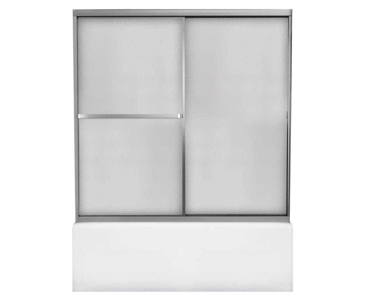 MAAX 105409-965-170-000 Mika 54 - 59 ½ x 55 in Sliding Tub Door for Alcove Installation with Hammer glass in Mat Silver