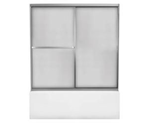 MAAX 105409-965-170-000 Mika 54 - 59 ½ x 55 in Sliding Tub Door for Alcove Installation with Hammer glass in Mat Silver