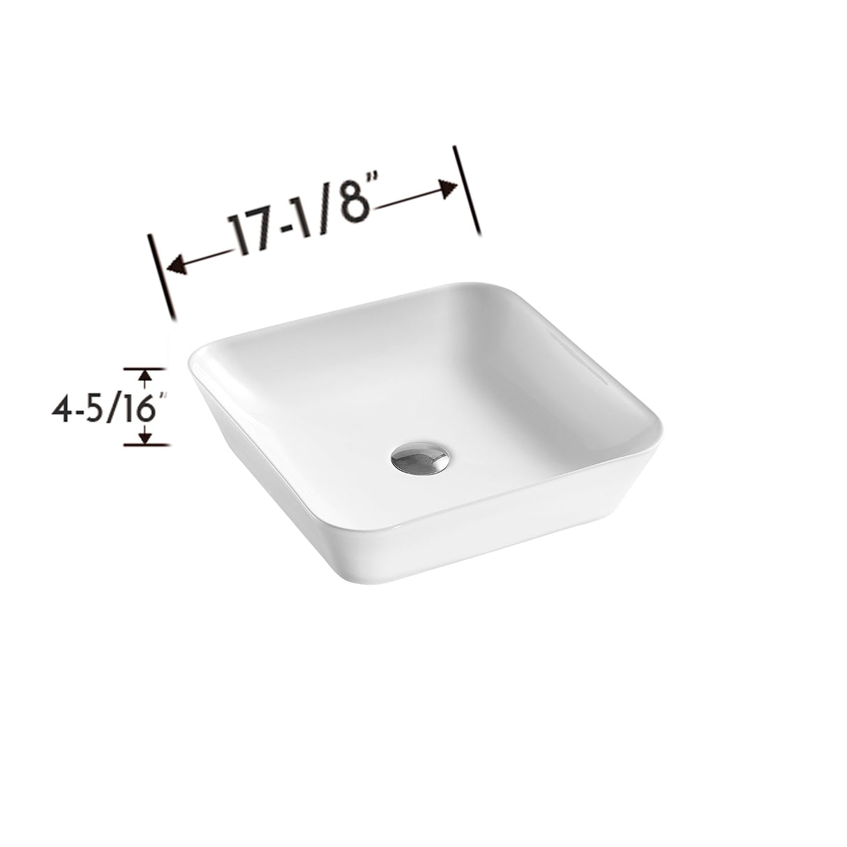 DAX Ceramic Square Bathroom Vessel Basin, White Matte DAX-CL1468-WM