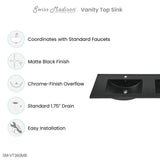 60 inch Vanity Top Bathroom Sink in Matte Black