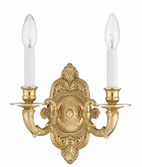 Crystorama 2 Light Polished Brass Cast Sconce 642-PB