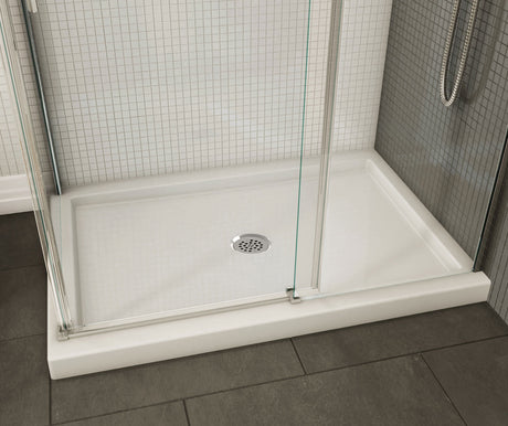 MAAX 410002-503-001-000 B3Round 4834 Acrylic Corner Right Shower Base in White with Center Drain