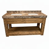61" Heirloom Solid Wood Pottery Barn Rockport Sierra Double Vanity with Custom Local Natural Stone Top