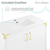 Voltaire 36" Single, Bathroom Vanity in White with Gold Hardware