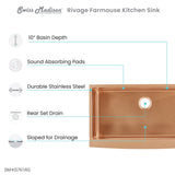 Rivage 36 x 21 Stainless Steel, Single Basin, Farmhouse Kitchen Sink with Apron in Rose Gold