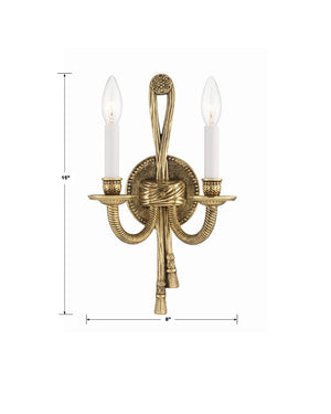 Crystorama 2 Light Olde Brass Cast Sconce 650-OB
