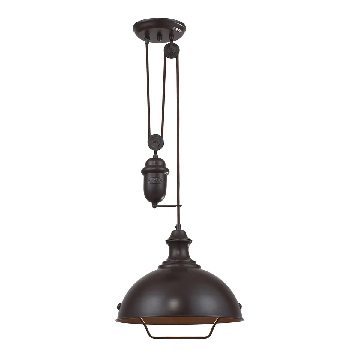 Elk Home Farmhouse 1-Light Pendant - in Oiled Bronze Finish, with Oiled Bronze Metal Shade, Transitional Style