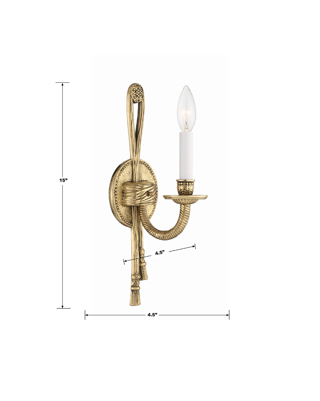 Crystorama 1 Light Olde Brass Cast Sconce 651-OB