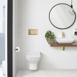 Wall Mount Dual Flush Actuator plate with Square Push Buttons in Brushed Brass