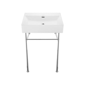 Claire 24" Rectangle Zero Hole Console Sink with Polished Chrome Legs