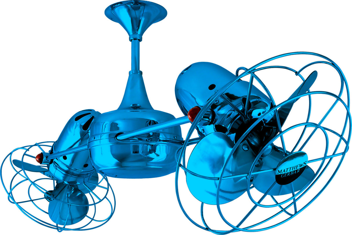 Matthews Fan DD-LTBLUE-MTL Duplo Dinamico 360” rotational dual head ceiling fan in Agua Marinha (Light Blue) finish with metal blades.