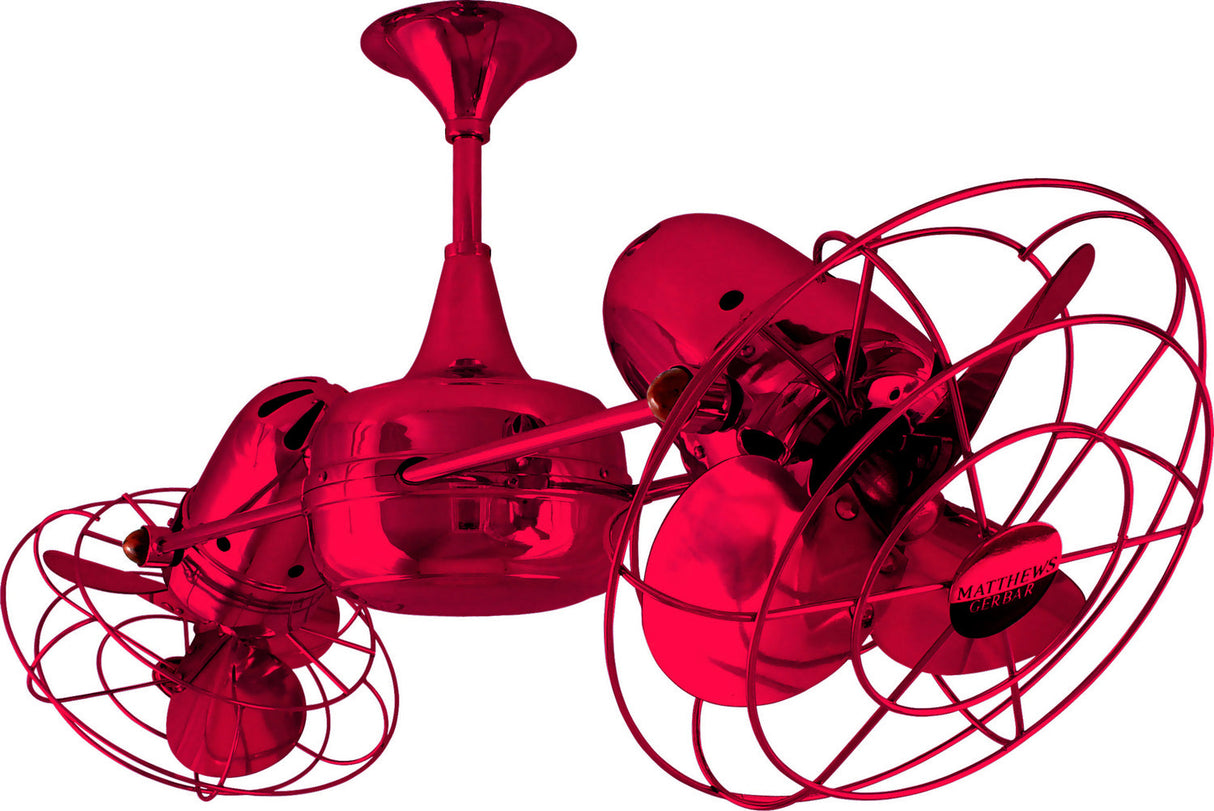 Matthews Fan DD-RED-MTL Duplo Dinamico 360” rotational dual head ceiling fan in Rubi (Red) finish with metal blades.