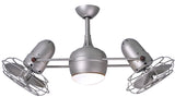 Matthews Fan DGLK-BN-MTL Dagny 360° double-headed rotational ceiling fan with light kit in Brushed Nickel finish with metal blades.