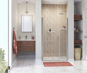 MAAX 138271-900-305-100 Manhattan 45-47 x 68 in. 6 mm Pivot Shower Door for Alcove Installation with Clear glass & Round Handle in Brushed Nickel