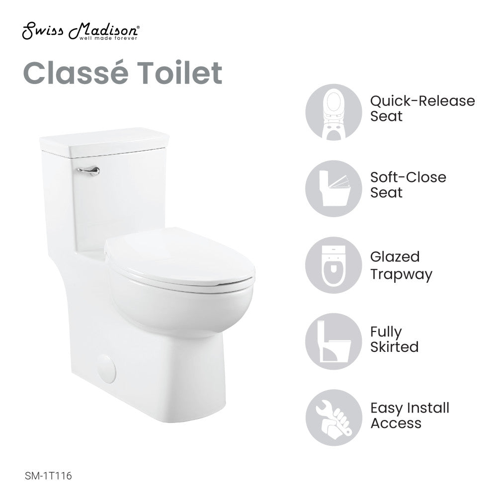 Classe One-Piece Toilet with Front Flush Handle 1.28 gpf