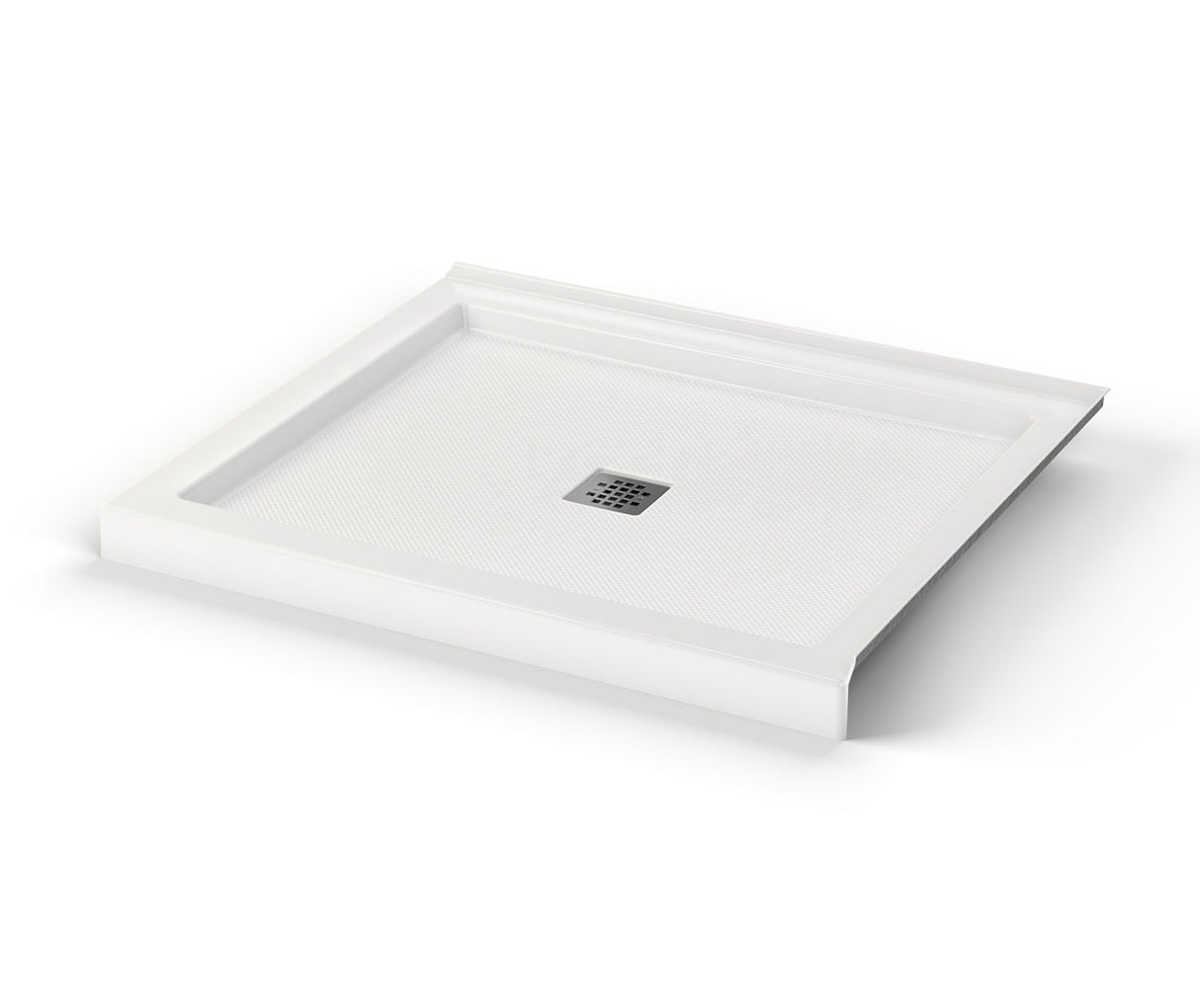 MAAX 420034-543-001-100 B3Square 4236 Acrylic Corner Right Shower Base in White with Anti-slip Bottom with Center Drain