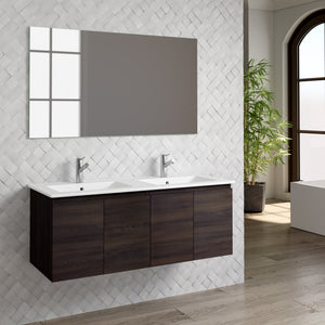 DAX Malibu Engineered Wood and Porcelain Onix Basin with Double Vanity Cabinet, 48", Wenge DAX-MAL014813-ONX
