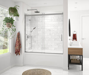 MAAX 136695-900-084-000 Revelation Round 56-59 x 56 ¾-59 ¼ in. 8mm Bypass Tub Door for Alcove Installation with Clear glass in Chrome