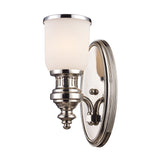 Elk 66110-1 Chadwick 13'' High 1-Light Sconce - Polished Nickel with White Glass