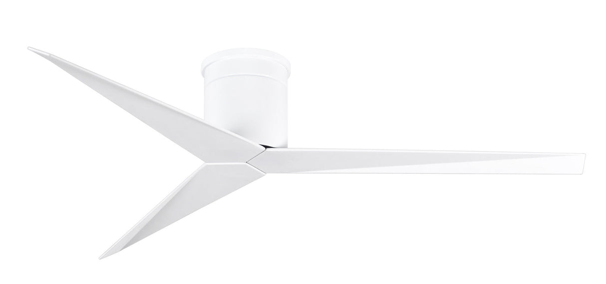 Matthews Fan EKH-WH-WH Eliza-H 3-blade ceiling mount paddle fan in Gloss White finish with gloss white ABS blades.