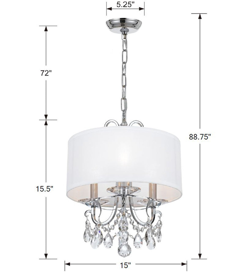 Othello 3 Light Clear Crystal Polished Chrome Mini Chandelier 6623-CH-CL-MWP