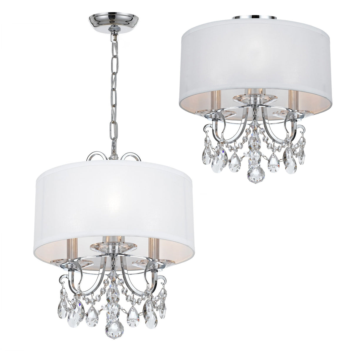 Othello 3 Light Swarovski Strass Crystal Polished Chrome Mini Chandelier 6623-CH-CL-S