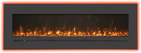 Amantii WM-FML-88-9623-STL Wall Mount / Flush Mount - 88" Electric Fireplace with a Steel Surround and Glass Media