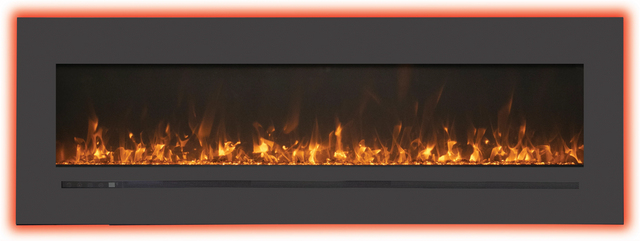Amantii WM-FML-72-7823-STL Wall Mount / Flush Mount - 72" Electric Fireplace with a Steel Surround and Glass Media