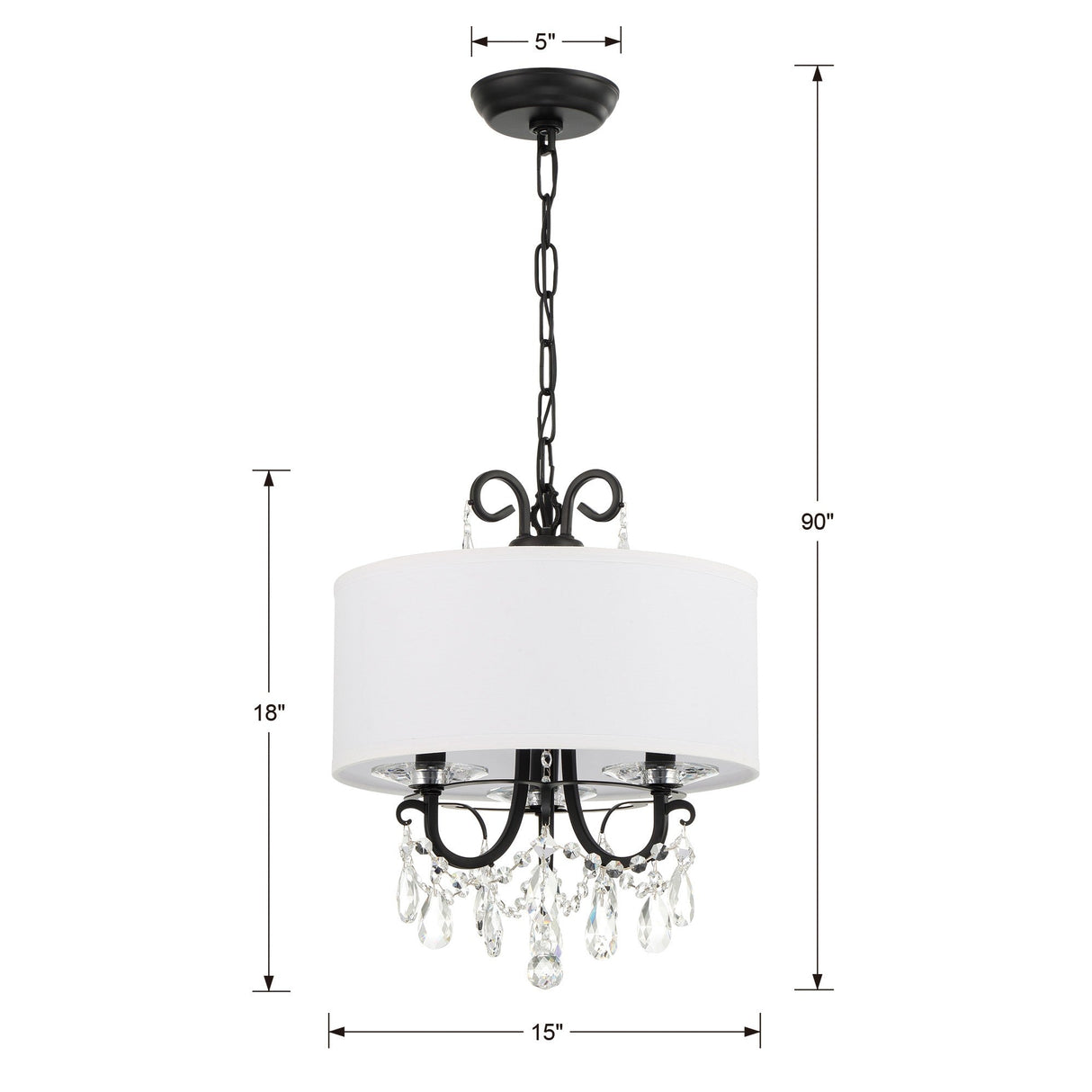 Othello 3 Light Clear Crystal Polished Chrome Mini Chandelier 6623-CH-CL-MWP