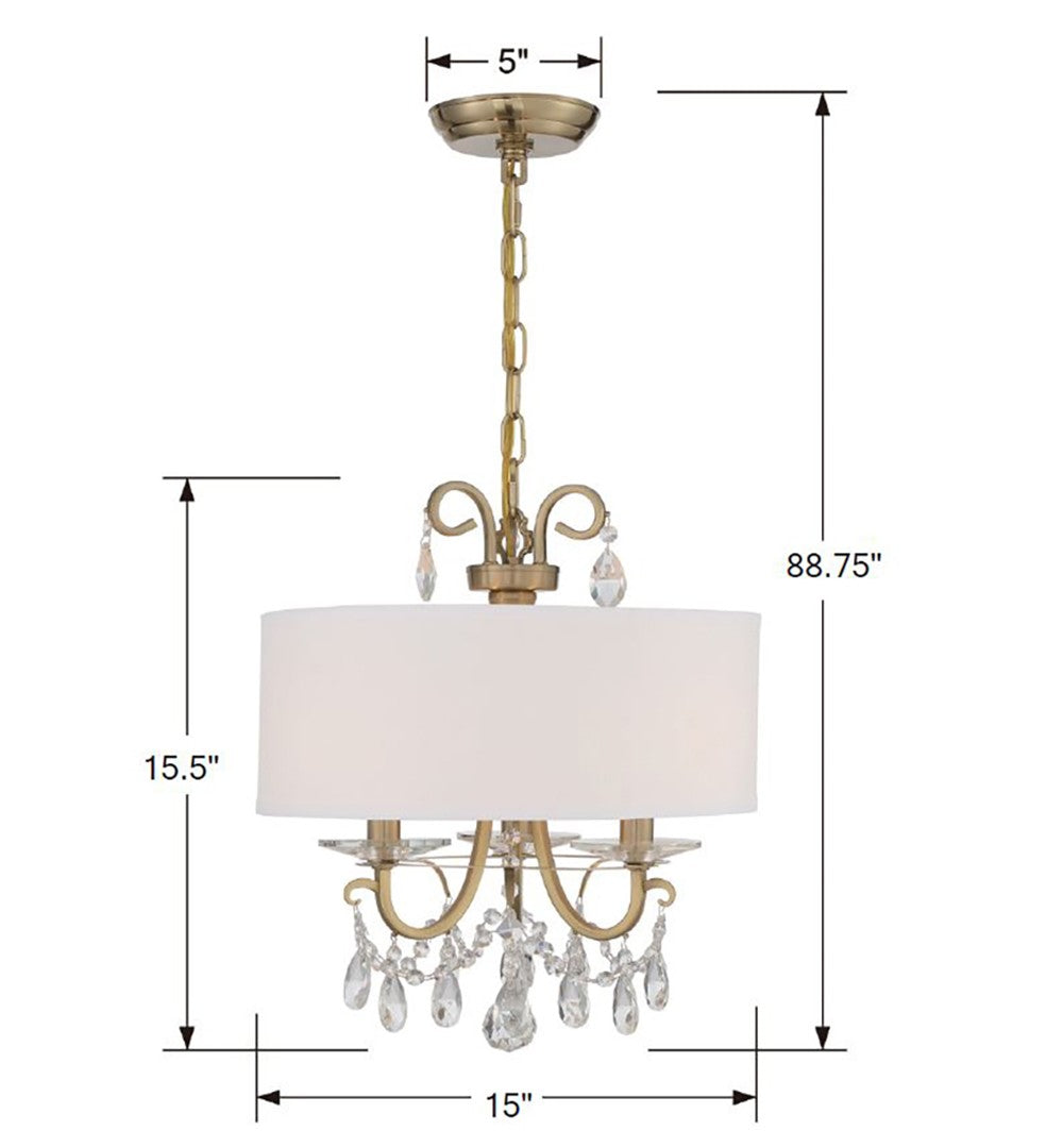 Othello 3 Light Clear Crystal Polished Chrome Mini Chandelier 6623-CH-CL-MWP