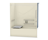 Aker OPTS-6032 AcrylX Alcove Right-Hand Drain One-Piece Tub Shower in Sterling Silver - ANSI Grab Bars and Seat