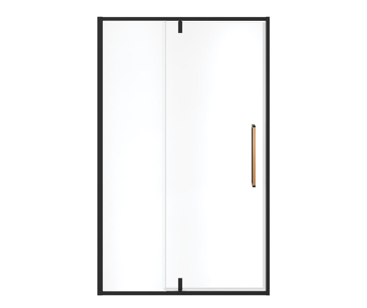 MAAX 135325-900-285-000 Uptown 45-47 x 76 in. 8 mm Pivot Shower Door for Alcove Installation with Clear glass in Matte Black & Wood