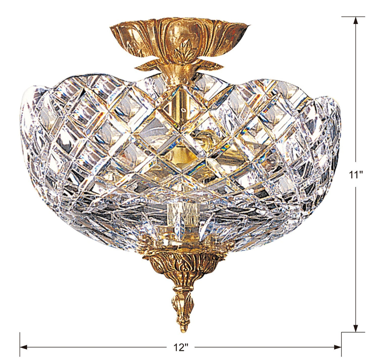 Crystorama 2 Light Olde Brass Semi Flush Mount IV 67-CT-OB