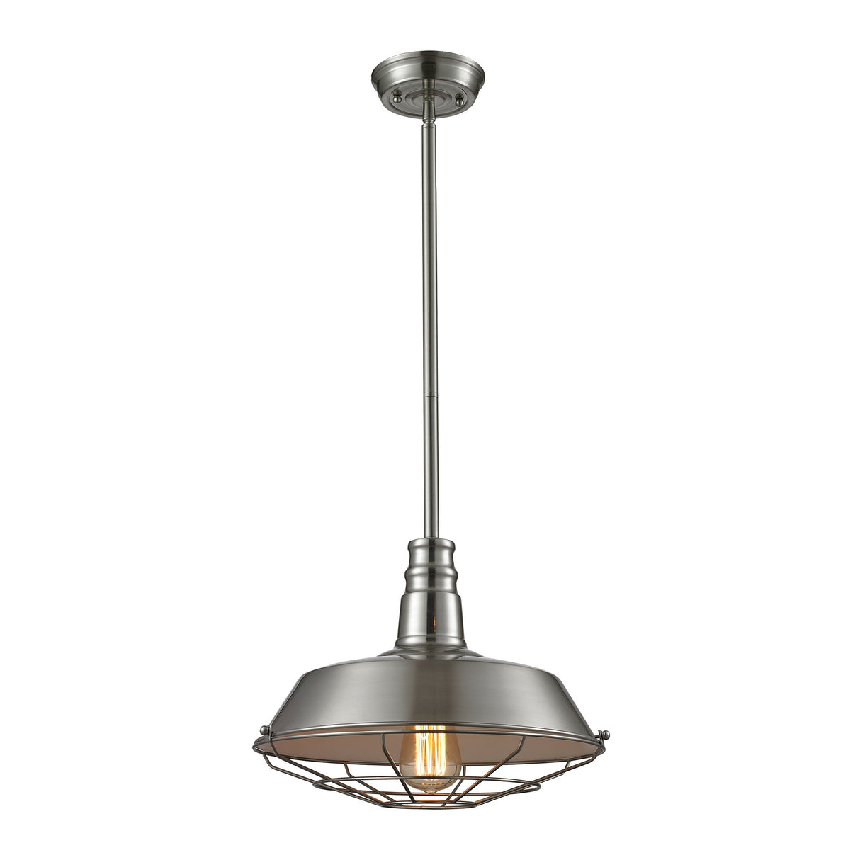 Elk 67066/1 Warehouse Pendant 1-Light Pendant in Satin Nickel with Metal Shade and Cage